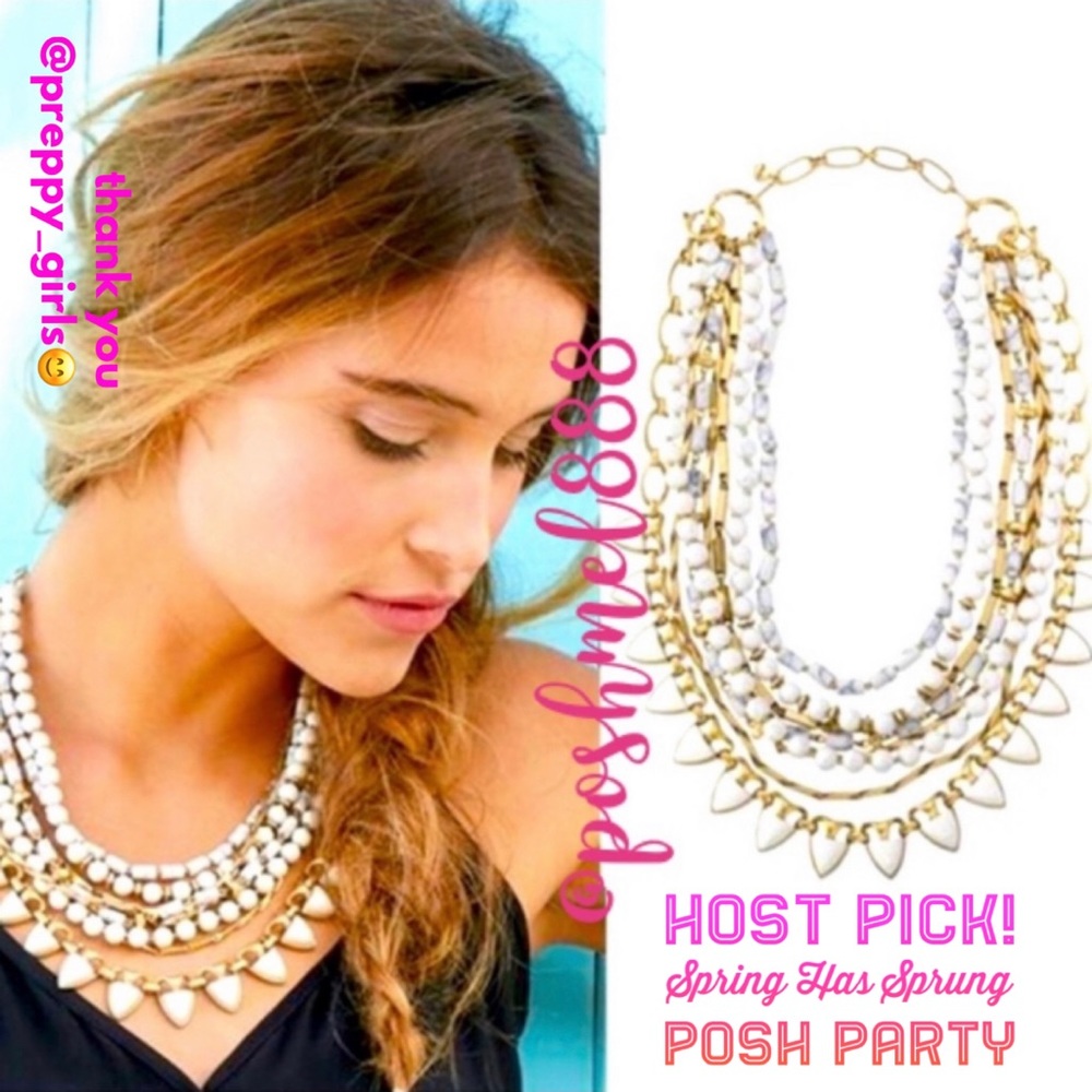 Stella & Dot | Glass+Gold Multi Strand Versatile Retired White Sutton Ne…